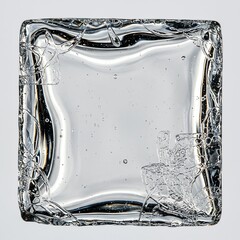 Clear glass square with transparent background