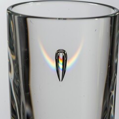 Glass vase with rainbow refraction and transparent background