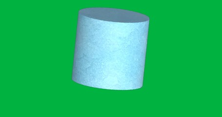 3D modeler interacting with light blue foam cylinder on transparent background, showing texture