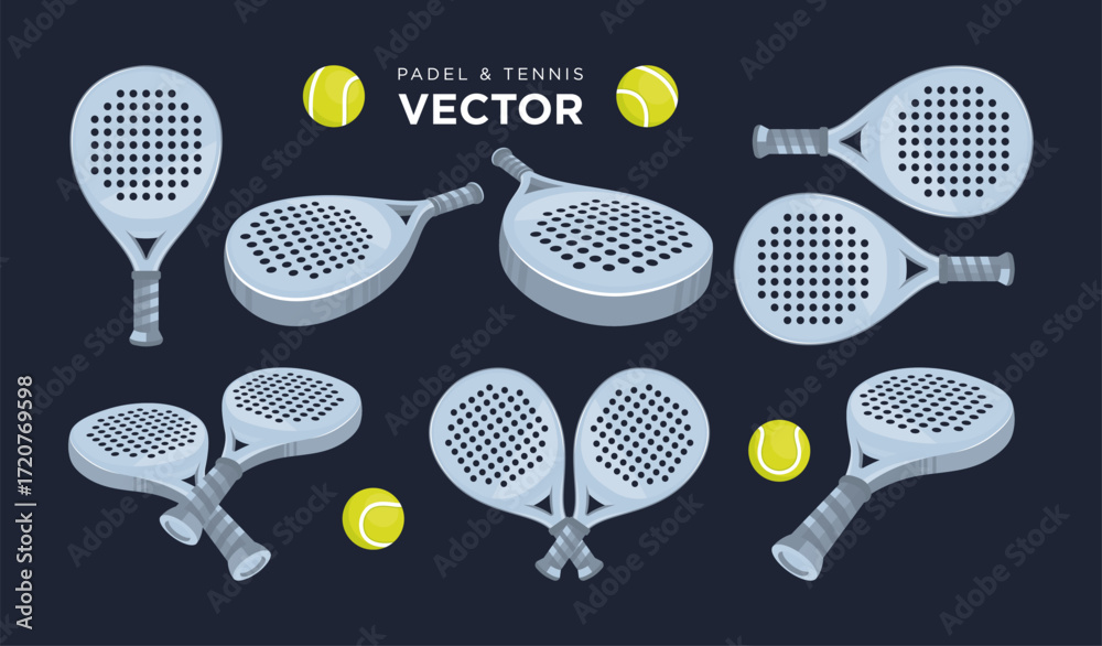 Padel tennis racket and ball vector design template. Modern realistic ...