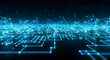 © Suka - A futuristic digital landscape with a network of glowing blue lines and nodes on a dark background, conveying a sense of advanced technology and connectivity.