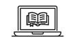 © Dodit - A simple line drawing of a laptop computer displaying an open book icon on its screen, suggesting online reading or digital learning