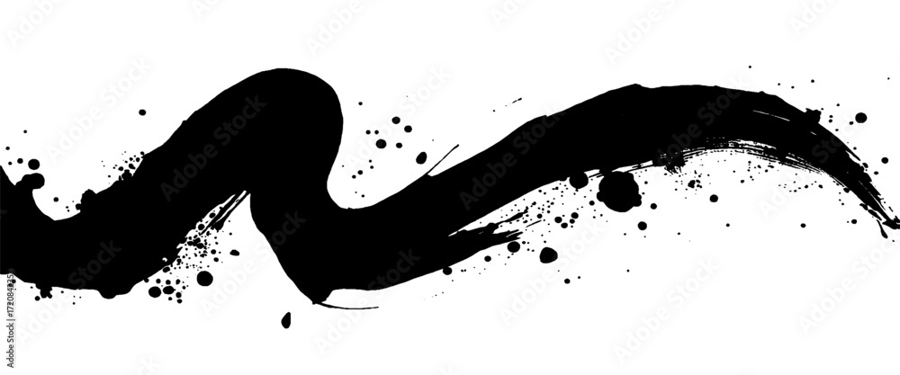 Vector style black ink brush stroke on white abstract background Stock ...