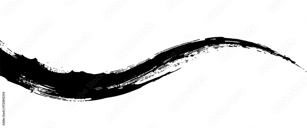 Vector style black ink brush stroke on white abstract background Stock ...