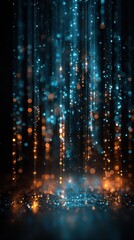 Wall Mural - Glowing Digital Rain with Colorful Streaks on a Dark Background
