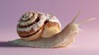 © TPS Studio - A whimsical image of a snail with a cinnamon roll shell, combining a playful food element with the organic form of a snail against a pastel background.