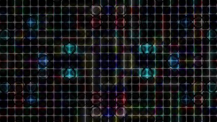 Wall Mural - 3D Abstract shining bright lines set wave, colorful, black background	