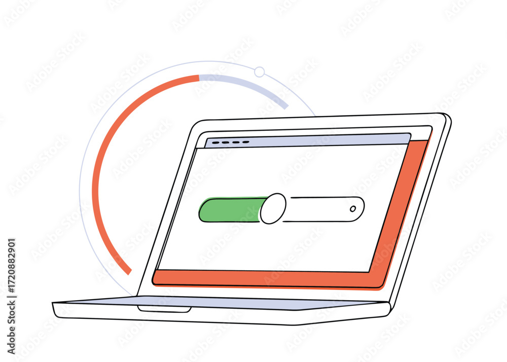 Laptop displaying progress bar and loading circle computer Stock Vector ...