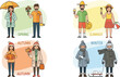 © Kinza - Illustrations depicting people enjoying activities during all four seasons of the year cycle