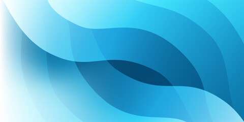 Wall Mural - Abstract bright wavy background with translucent wavy, curvy shapes, soft gradient colors in blue and white. Modern flowing design, perfect for digital art, presentations, or contemporary decoration.
