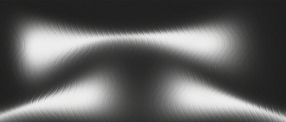 Wall Mural - Black and white abstract wave background with metallic gradient texture and digital light reflections. Modern futuristic design perfect for wallpaper, posters, or creative projects. Elegant flowing 