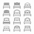 © HalimatusSadia - Variety of bed designs and styles in line art, suitable for interior design projects, showcasing furniture and bedroom essentials