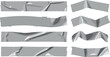 © NaeemurRahman - Collection of realistic gray duct tape strips in various shapes and crumpled textures for graphic design elements and creative projects