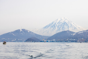 Wall Mural - koryaksky sopka and petropavlovsk-kamchatsky