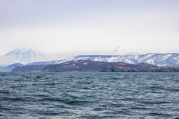 Wall Mural - view of Babya bay mountain coast in Pacific ocean