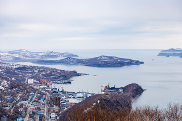 Wall Mural - pacific ocean and port in petropavlovsk-kamchatsky