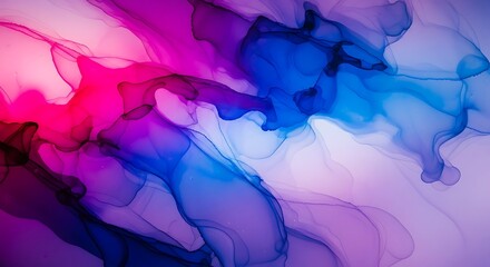 Wall Mural - Abstract Swirls of Pink and Blue Ink Blending in Water paint watercolor