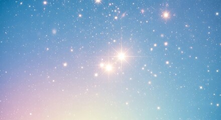 Wall Mural - Starry pastel sky with bright cluster and scattered pinprick stars