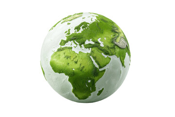 Detailed green earth globe with emphasis on europe and africa on black background, cut out