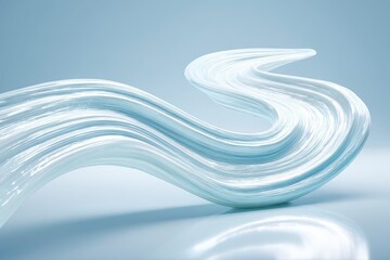Wall Mural - Abstract light blue wave with glossy surface on a gradient background, creating a smooth and elegant visual for modern design and innovative technology concepts.