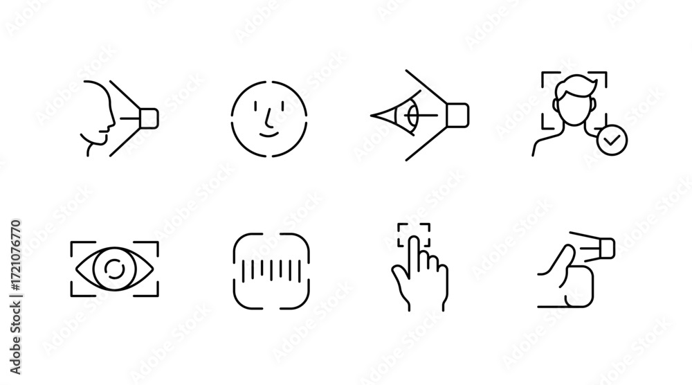 Vision assessment outline icons set – eye health, diagnostic, testing ...