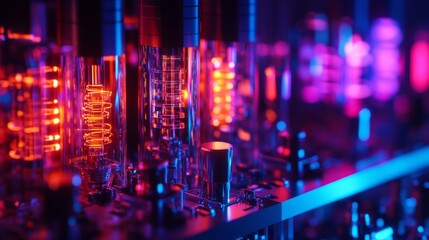 Wall Mural - a stunning array of luminous tubes illuminated in vibrant colors. this captivating scene showcases t