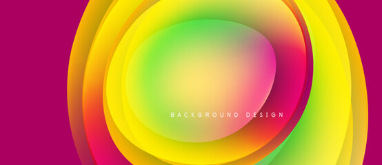 Wall Mural - Abstract colorful layers create dynamic circular design. Vibrant gradients blend, forming modern background. Smooth transitions, eyecatching visuals.