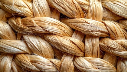 Close-up of tightly woven, light brown, fibrous material in an over-under pattern