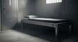 © dira - Monochromatic solitude depiction of a minimalist bed inside detention room environment