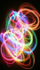 Canvas Print - Vibrant Multicolored Streaks of Light Overlaying a Dark Background for Abstract Artwork Design