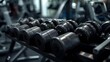 © vionaang - Row of Heavy Black Dumbbells on Rack in Gym