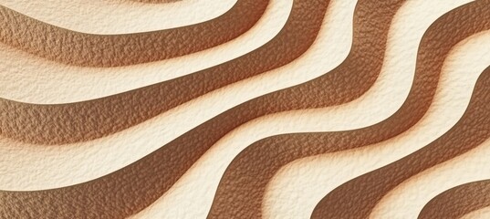 Canvas Print - elegant abstract beige and brown wavy leather texture background with soft curves and light swirls