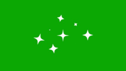 Wall Mural - Twinkling star animation, glowing sparkle star light, blinking light effect, doodle style vector stars, glow twinkle movement, energy explosion timeline green screen background. 4K