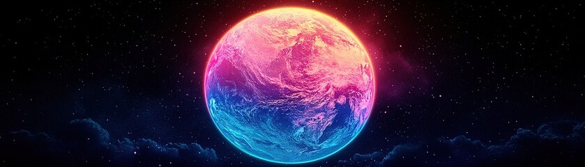 Wall Mural - Celestial event vibrant planet earth outer space digital art cosmic environment wide angle view futuristic concept