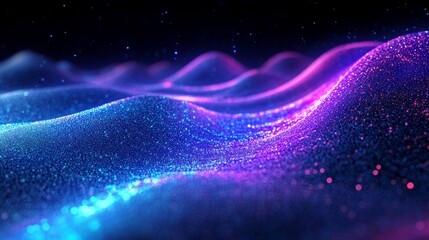 Wall Mural - futuristic cybernetic landscape featuring sparkling particles and gradient hues for tech innovations