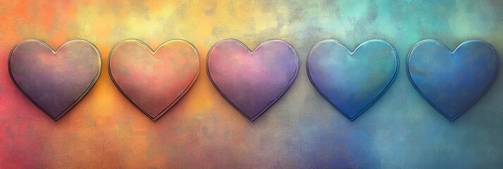 Canvas Print - colorful hearts illustration art design featuring stylized shapes and patterns of different colors