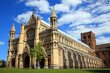 St Albans Cathedral in Hertfordshire England UK a Norman structure dating back to Anglo Saxon times and is the longest cathedral in the country, religious travel destination landmark stock photo 