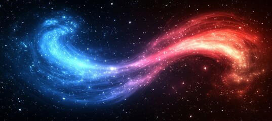 Wall Mural - vibrant fusion of colorful red and blue light swirls with subtle spark nebula in dark space scene