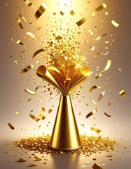 Wall Mural - Splashes of gold, yellow and confetti on a black background