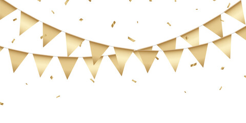 Wall Mural - Beautiful golden party flag background vector for celebration.