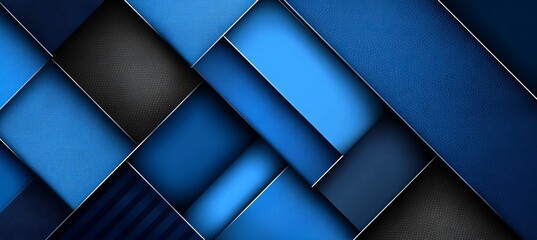 Canvas Print - Futuristic Abstract Gradient Design with Dynamic Blue and Black Geometric Layers and Shadows