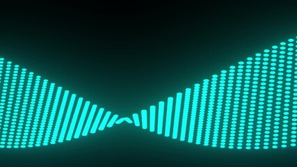 Wall Mural - Blue Particles in Abstract Curved Wave Formation with Gentle Glow and Black Background.