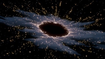 Wall Mural - distant mysterious glowing light emerging in black cosmic void, seen from spaceship window, surreal and hypnotic aura, conceptual anime art