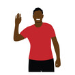 © Eugen - An African American Man Man Raising Hand and Smiling into the Camera. People and activity, ethnicity vector art
