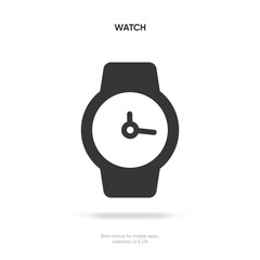 Wall Mural - Wristwatch icon isolated on white background, Clock, time, time, date, wall clock, smart watch, technological time icon symbol sign