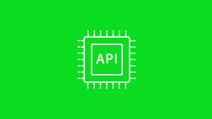 White API Chip Icon on Vibrant Green Background application programming interface microchip