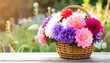 © Riska - Colorful flowers in a wicker basket