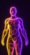© Olesya - Anatomical man with visible energy pathways, conceptual representation of human body as a conduit for power flowing within, symbolizing vitality and electric connection.