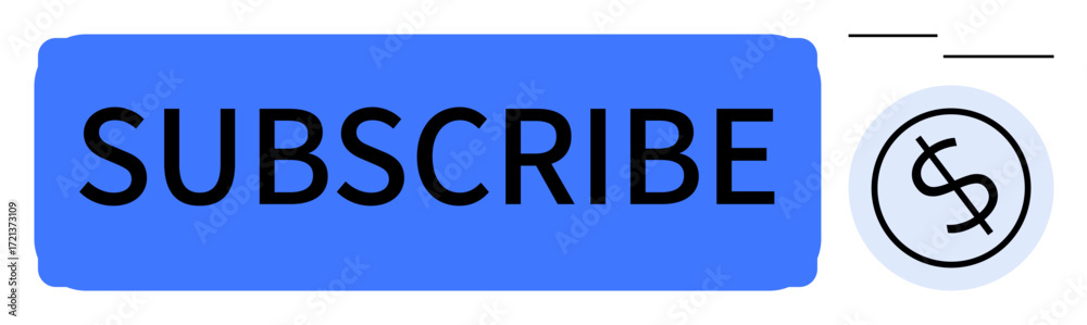 Rectangular Subscribe Button Image Blue rectangular subscribe button with bold text and circular dollar ...