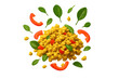 © whitestorm - Tasty ground protein with basil and bell pepper, isolated on transparent background.